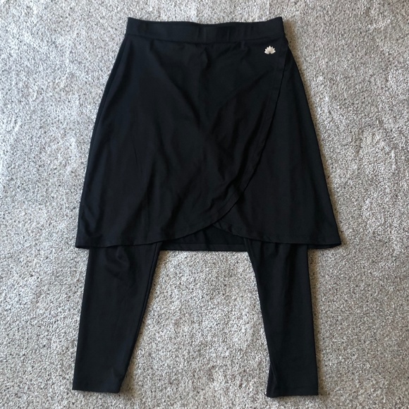 Snoga Skirts Snoga Skirted Leggings Faux Wrap Ankle Length L Black